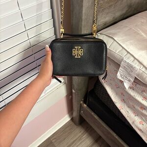 Tory Burch Black Crossbody Bag with Gold Accents